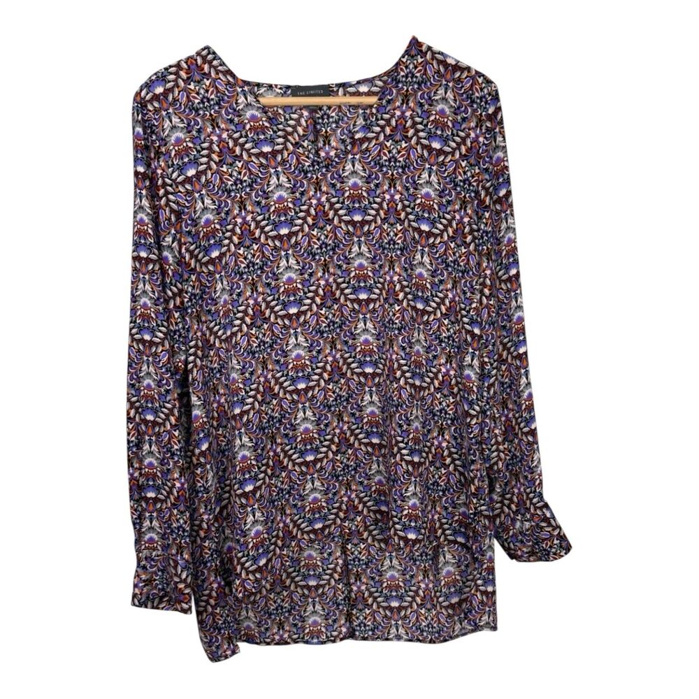 The Limited Boho Floral‎ Blouse M V-Neck Long Sleeve Pullover Top Career Chic